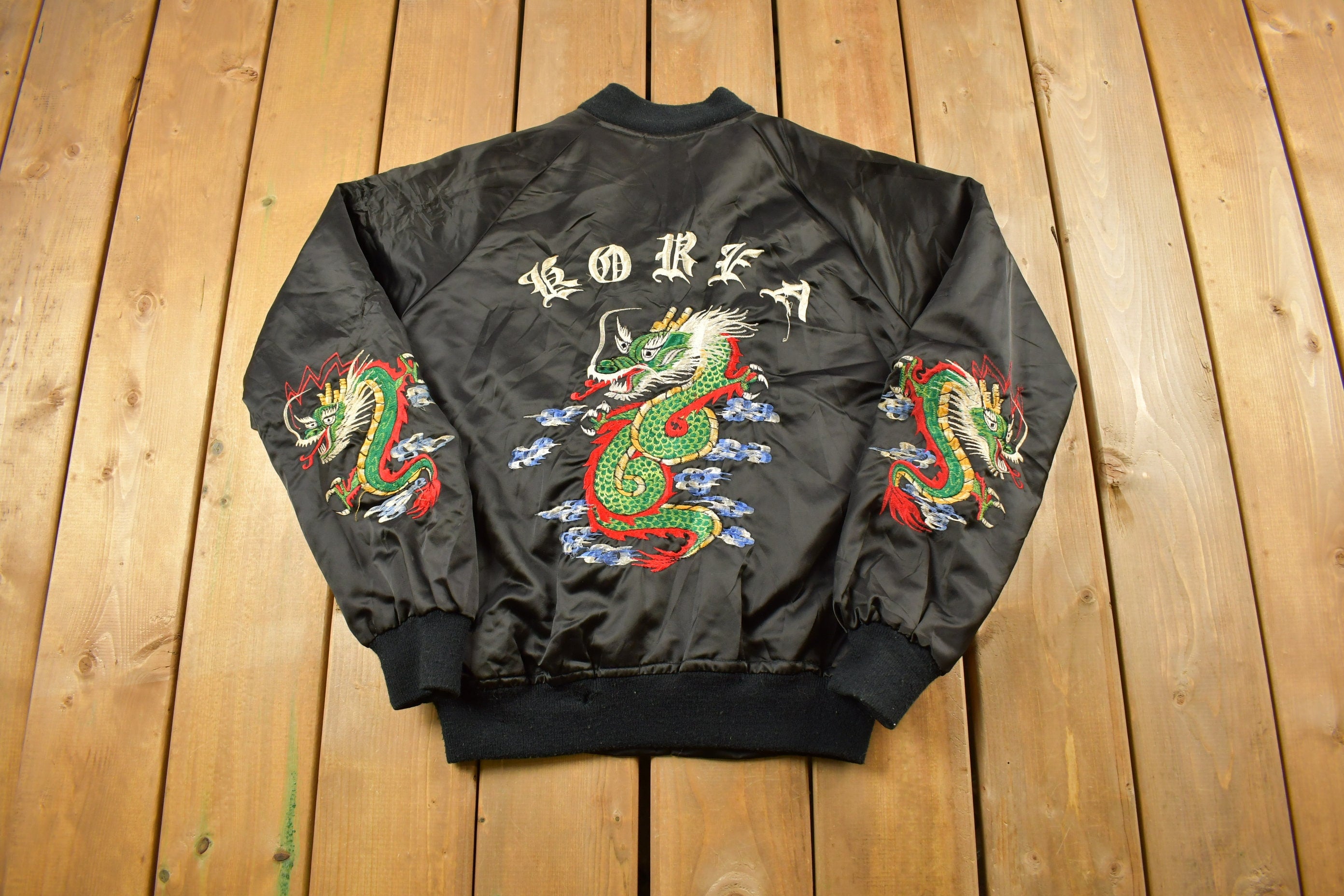 Vintage 1980s Han Mee Sa Korean Souvenir Sukajan Bomber Tiger