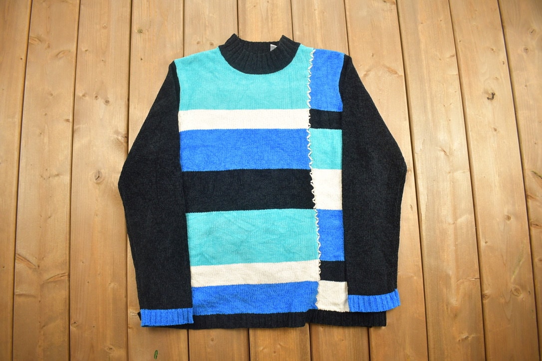 Vintage 1990s Sag Harbor Knitted Crewneck Sweater / Vintage 90s