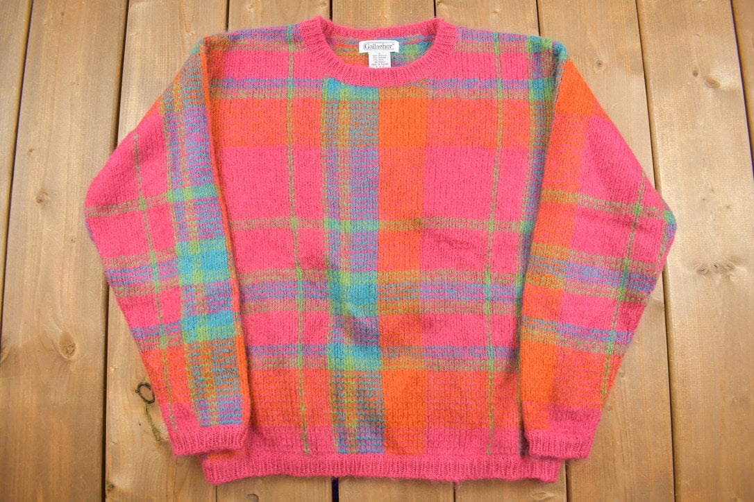 Vintage 1980s Rainbow Plaid Gallagher Knitted Mohair Sweater / Vintage –  LOST BOYS VINTAGE