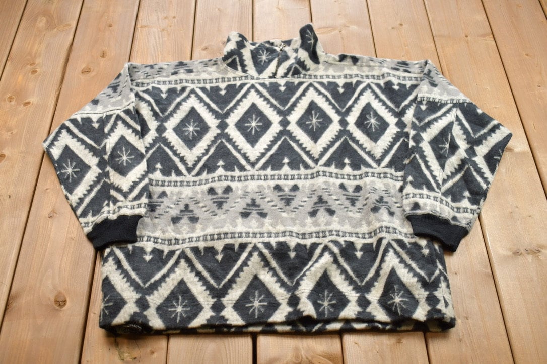 Vintage 1990s Jason Maxwell Patterned Fleece Sweater