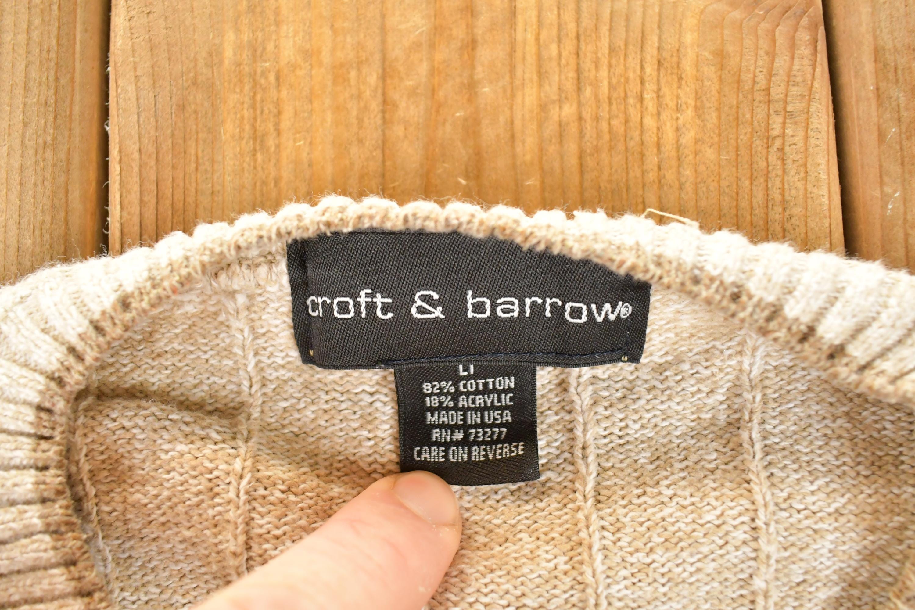 Vintage 1990s Croft And Barrow Striped Knit Crewneck Sweater Men's L