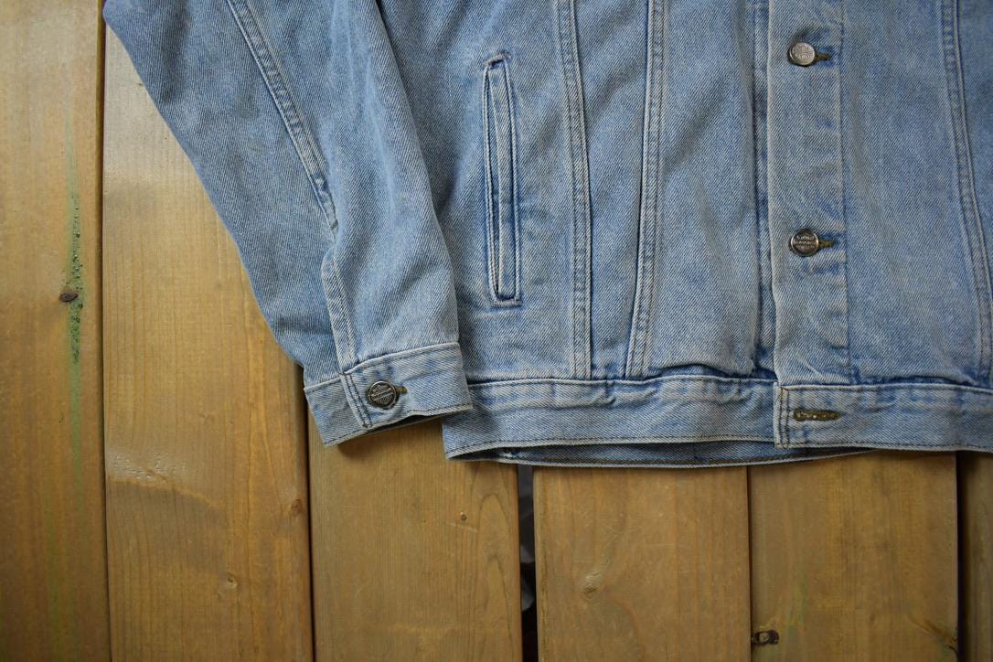 Vintage Y2K Harley Davidson Motorcycles Embroidered Jean Jacket - Large
