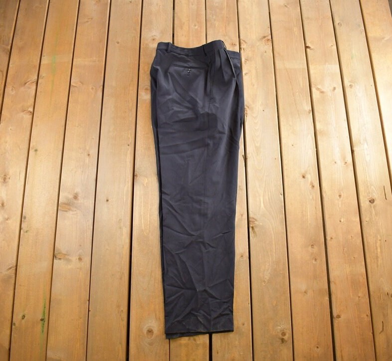Vintage 1990s Black Dress Pants Size 34x30/ 1990s Wool Pants / Streetwear / True Vintage / Vintage Workwear / Dress Pants