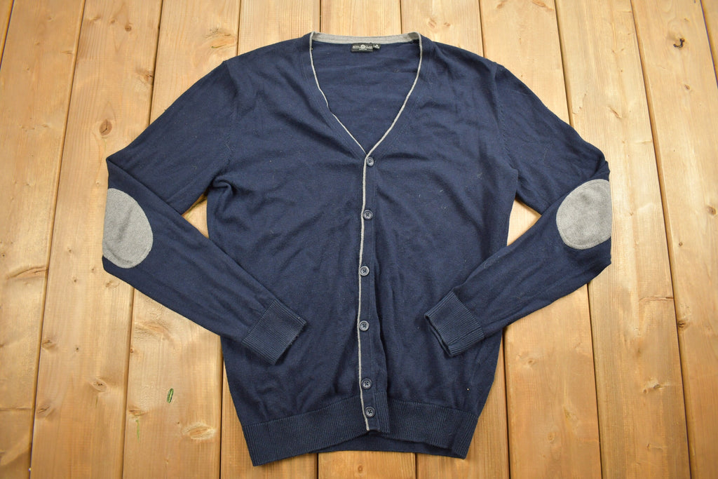 Vintage 1990s Royal Class Knitted Blue Cardigan Sweater