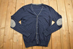 Vintage 1990s Royal Class Knitted Blue Cardigan Sweater
