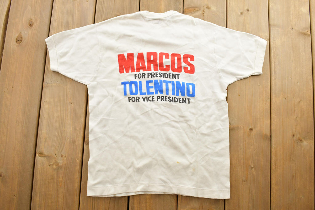Vintage 1970s Golden Anchor Marcos Pa Rin Graphic T-Shirt