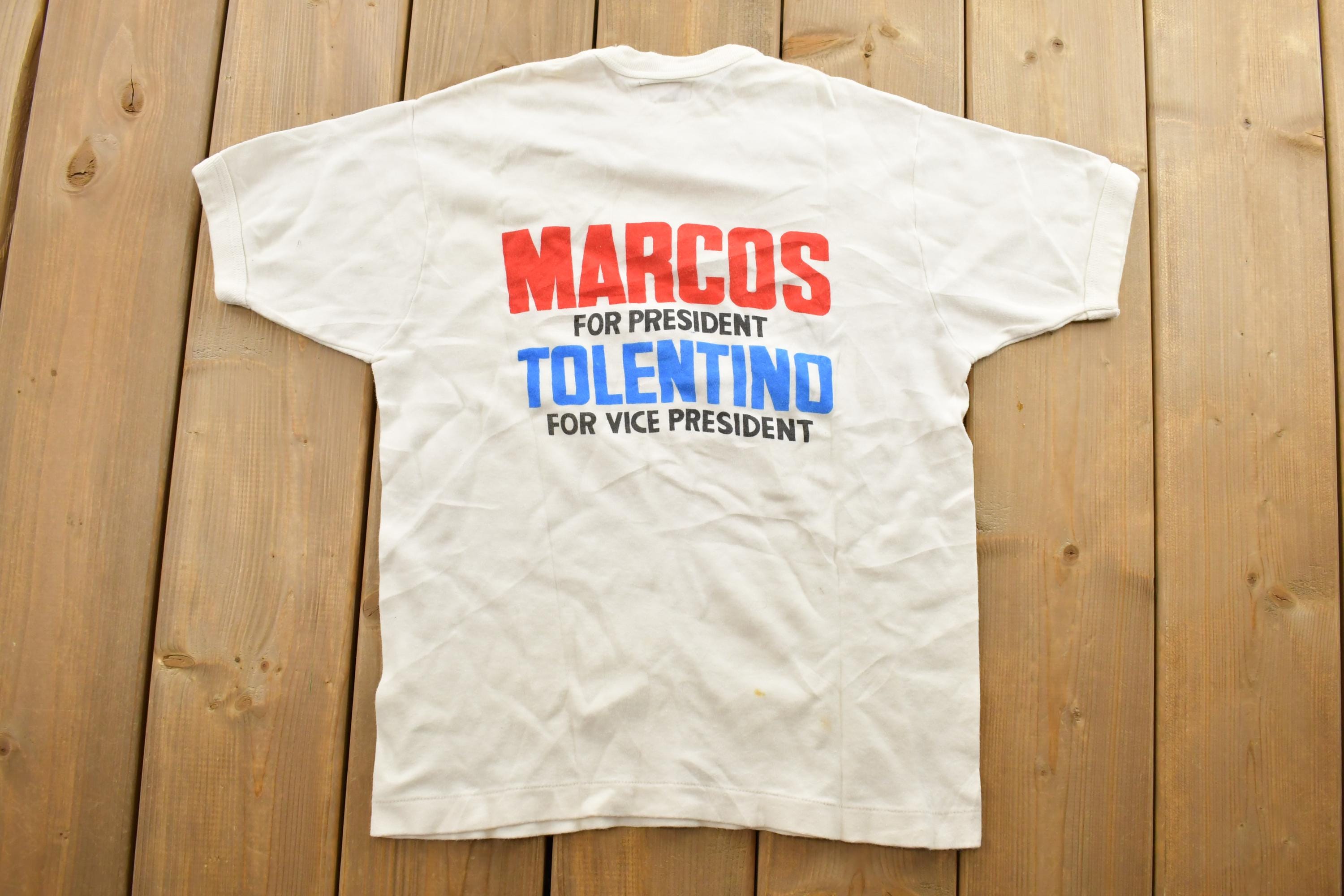 Vintage 1970s Golden Anchor Marcos Pa Rin Graphic T-Shirt