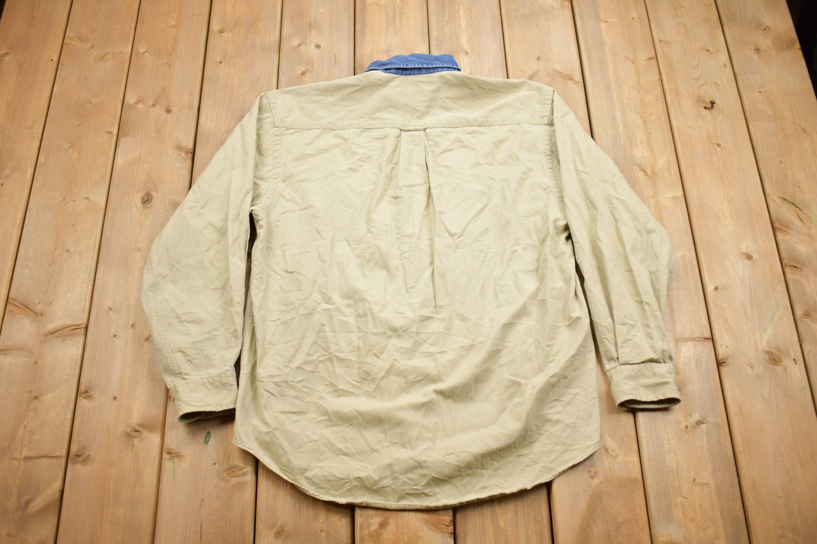 Vintage 1990s Nautica Denim Collar Long Sleeve Button Up Shirt