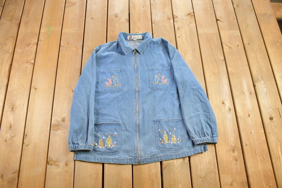 Vintage 1980s Passion 1 Embroidered Denim Jacket