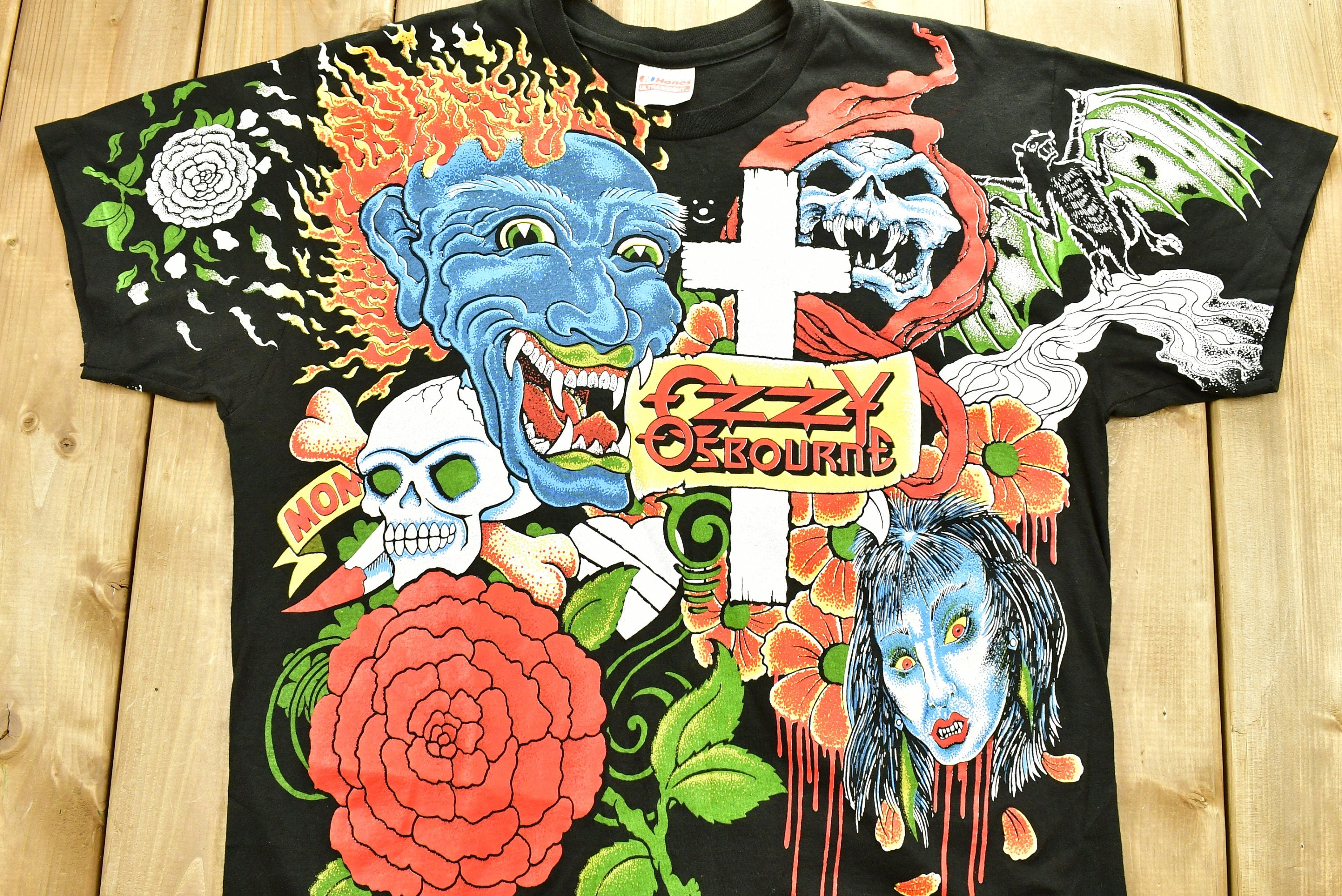 Vintage 1992 Ozzy Osbourne No More Tours T-Shirt All Over Print Band