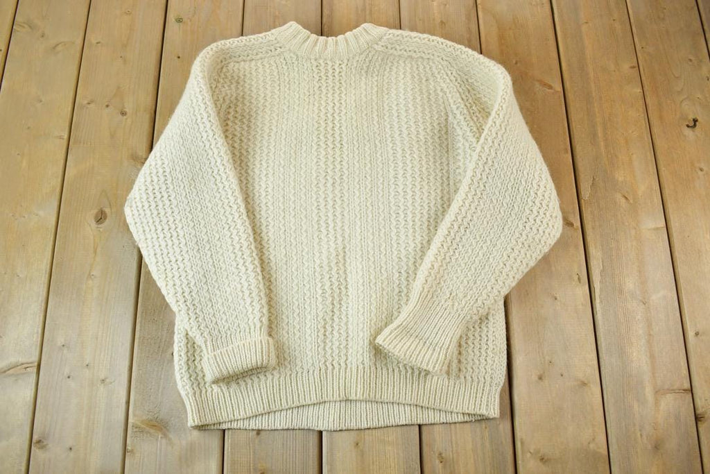 Vintage 1990s St Michael 100% Cable Knit Wool Knit Sweater