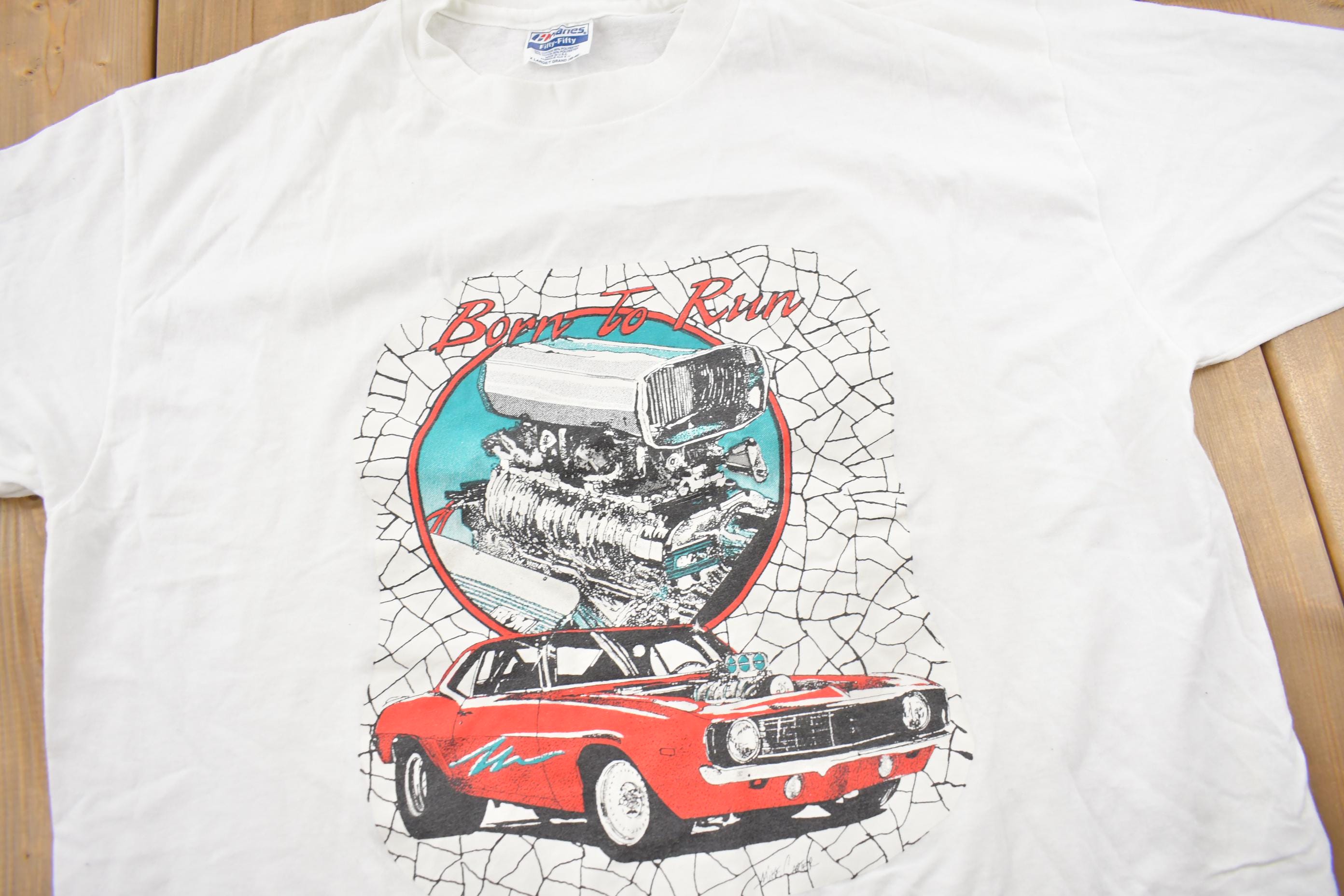Vintage 1990s Muscle Car Born To Run Single Stitch Graphic T-Shirt Made In USA