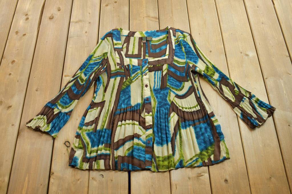 Vintage 1990s Sere Nade Sheer Lace Abstract Button Up Shirt