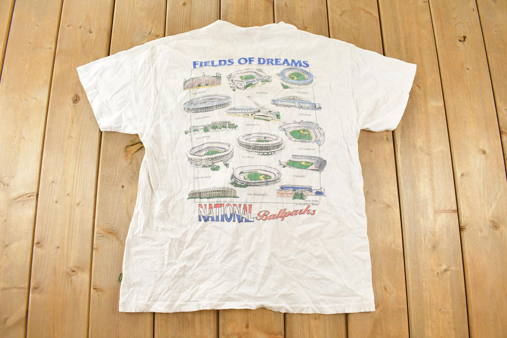 Vintage 1990s Fields Of Dreams American Baseball Ball Parks Graphic T Shirt Men's Large