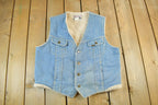 Vintage 1970s Lee Storm Rider Sherpa Lined Denim Vest Men's Large