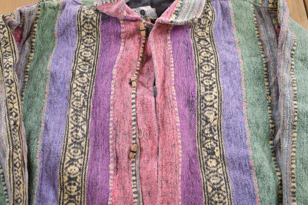 Vintage 1990s The Daily Planet Striped Hooded Sweater