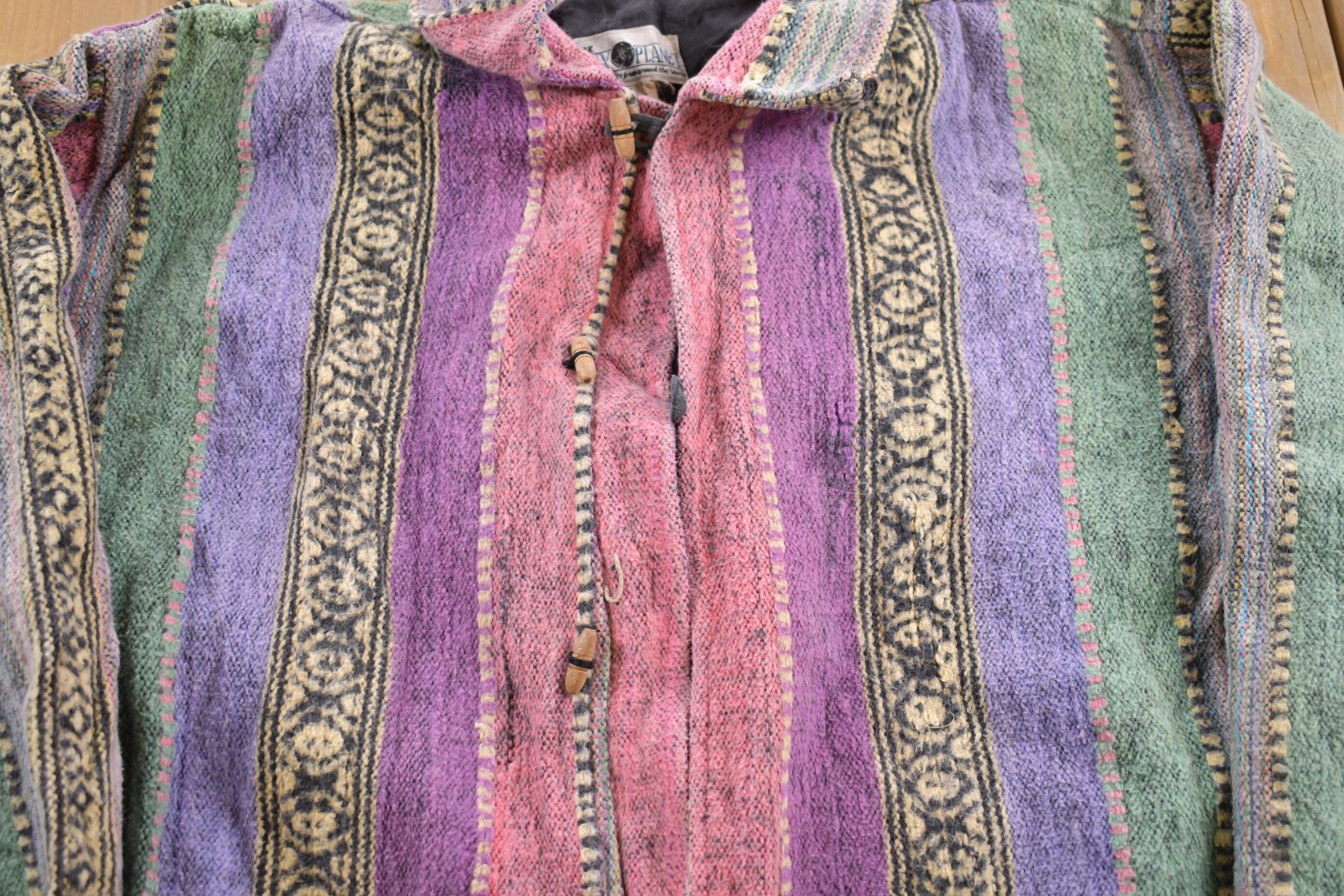 Vintage 1990s The Daily Planet Striped Hooded Sweater