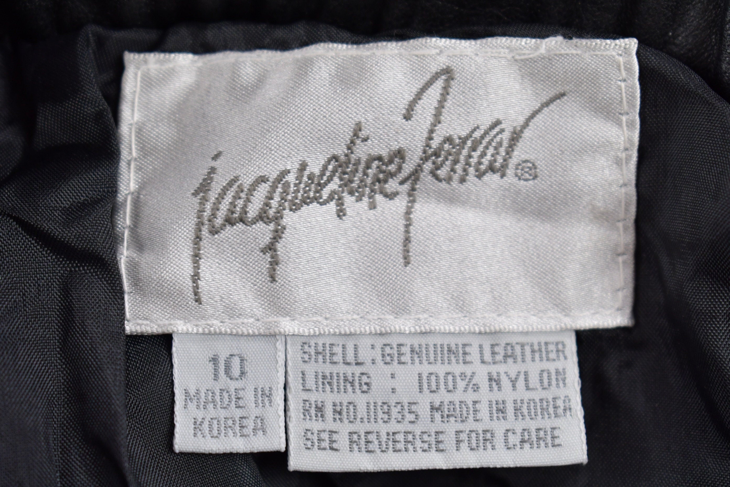 Deadstock Vintage 1980s Jacqueline Ferrar Black Leather Skirt Size 26 x 26