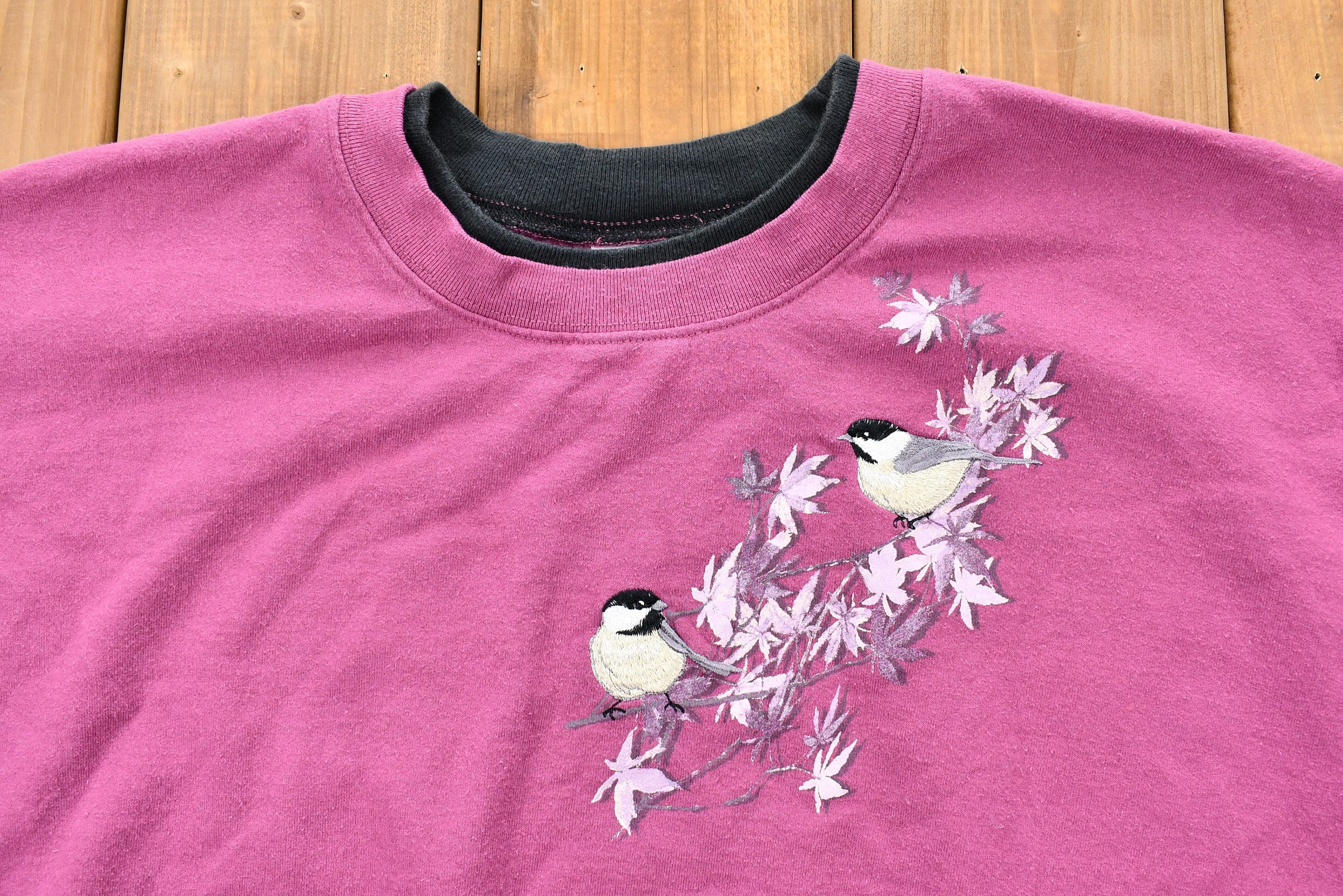 Vintage 1990s Embroidered Birds Crewneck