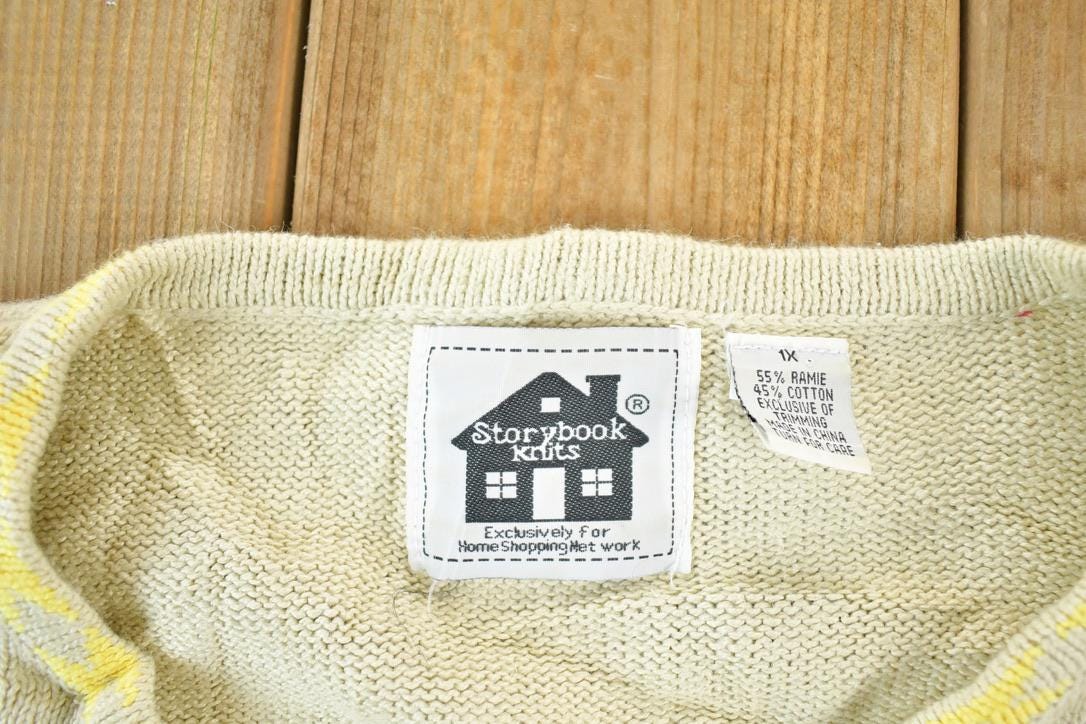 Vintage 1990s Storybook Knits Abstract Pattern Embroidered Crewneck Sweater Mens XL