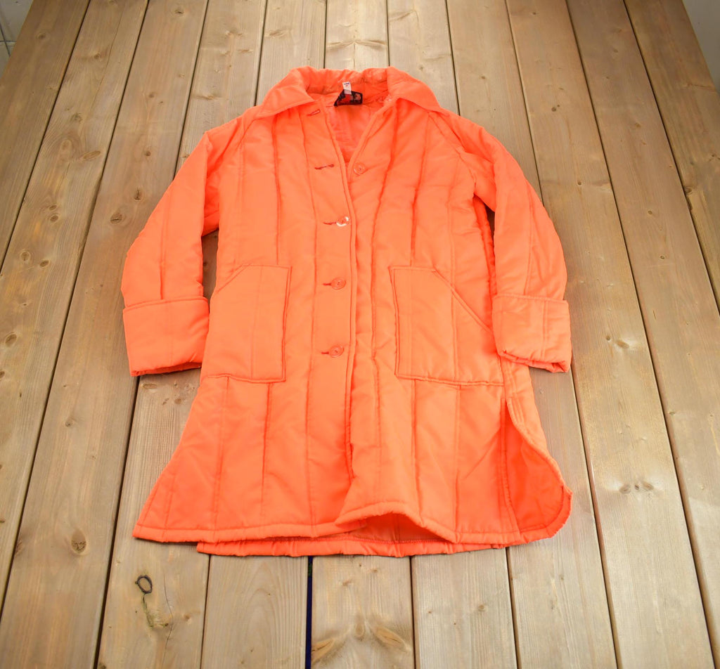 Vintage 1990s Warm Wear Japanese Fluorescent Orange Puffer Jacket