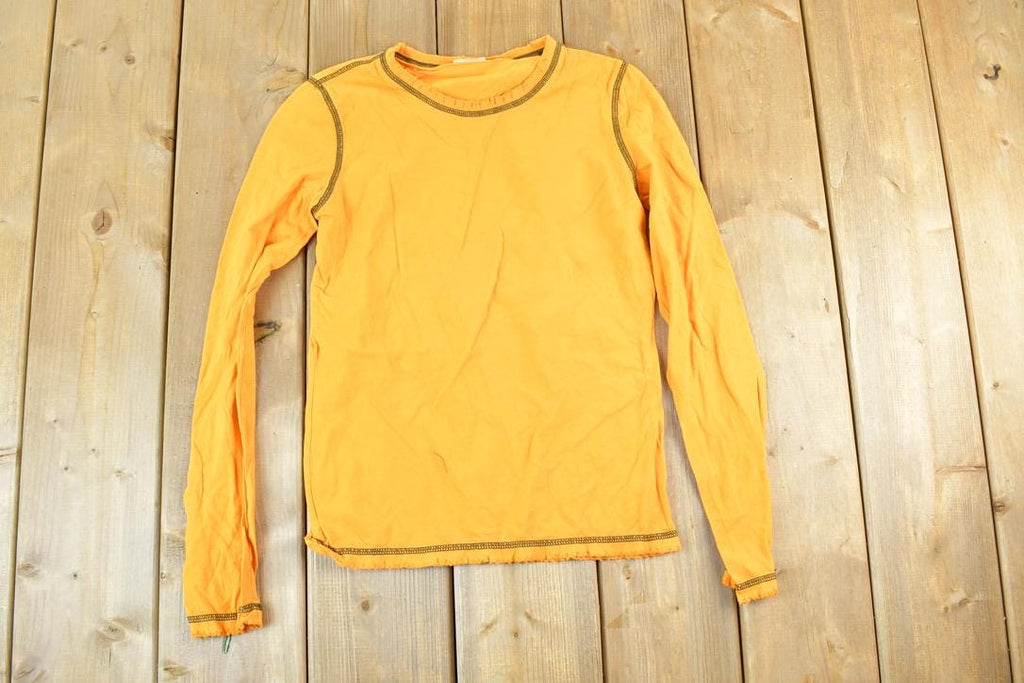 Women Vintage Vigoss Y2K Blank Yellow T-Shirt / Vigoss Grunge Skull Print / Contrast Stitch / Internet Famous Clothing / Over Dyed