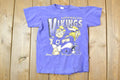 Vintage 1990s Youth Minnesota Vikings Flintstones NFL Graphic T-Shirt
