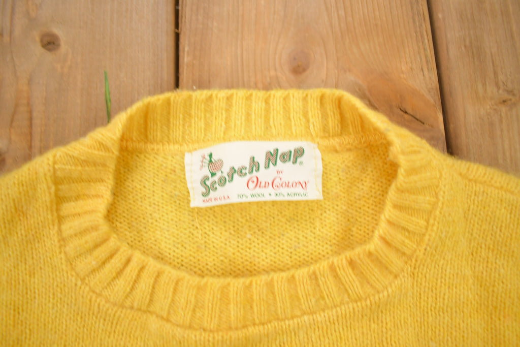 Vintage 1980s Scotch Nap By Old Colony Yellow Knitted Crewneck Sweater