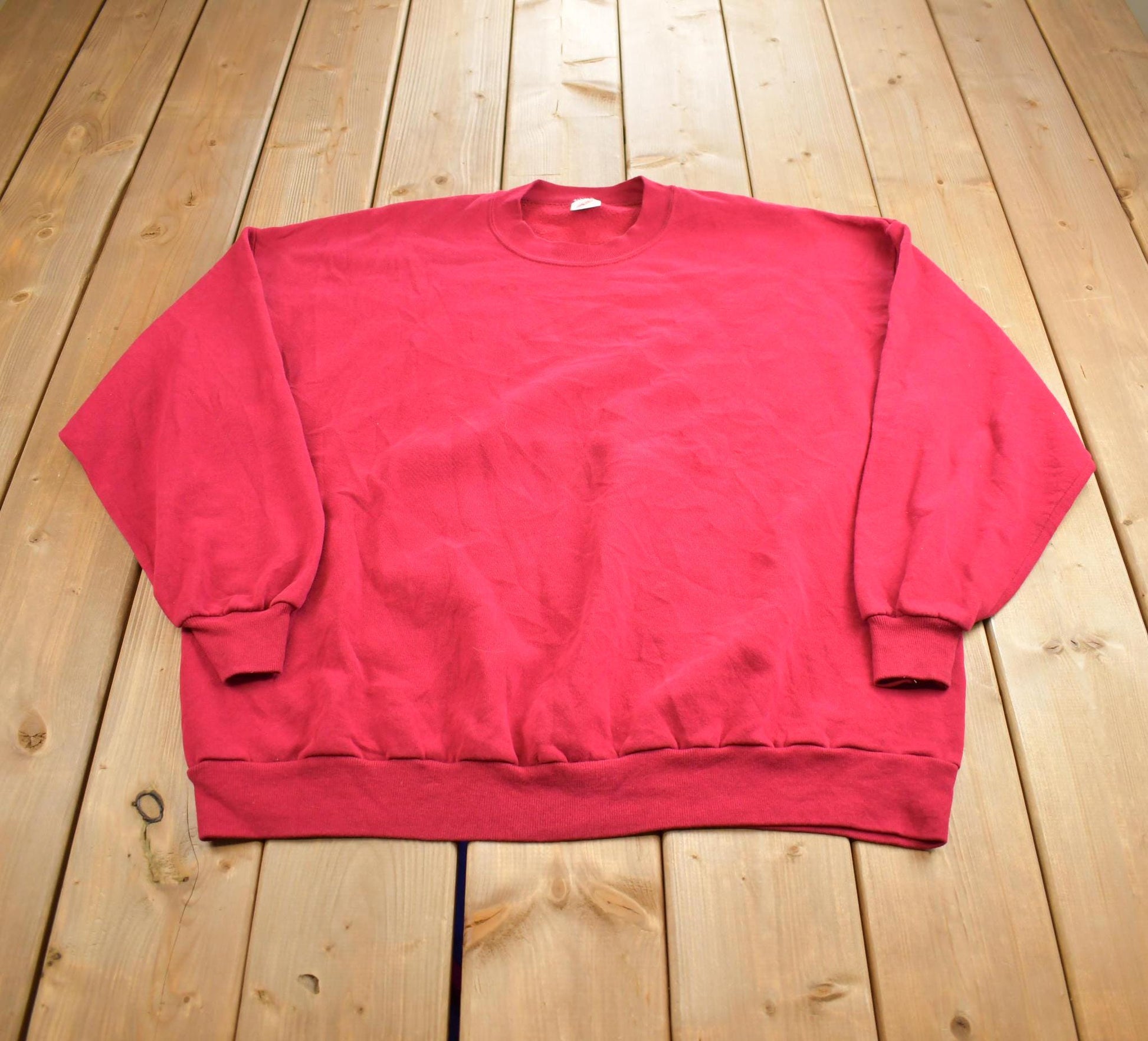 Vintage 1990s Blank Fuchsia Crewneck Sweatshirt Made In USA