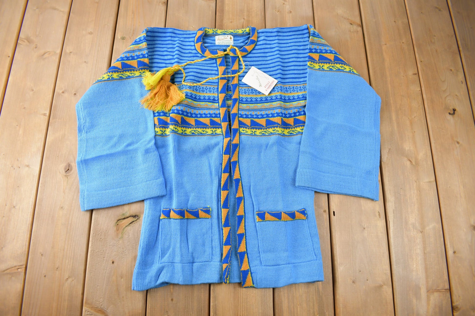 True Vintage 1960s Deadstock Helen Sue Psychedelic Knit Acrylic Sweater