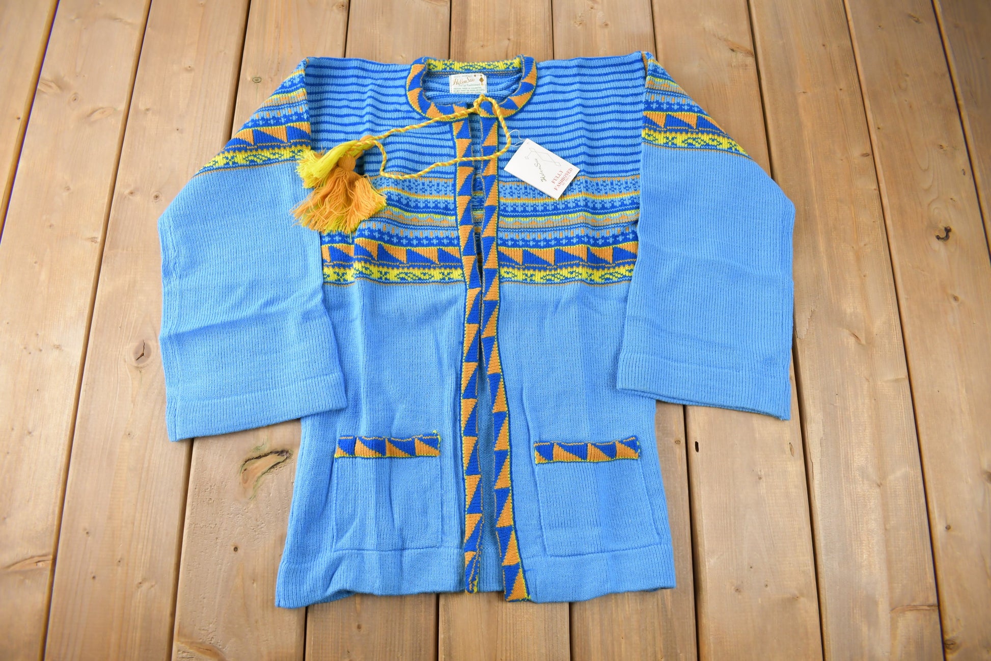 True Vintage 1960s Deadstock Helen Sue Psychedelic Knit Acrylic Sweater