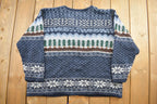 Vintage 1990s festive Cable Knit Button up Crewneck Sweater