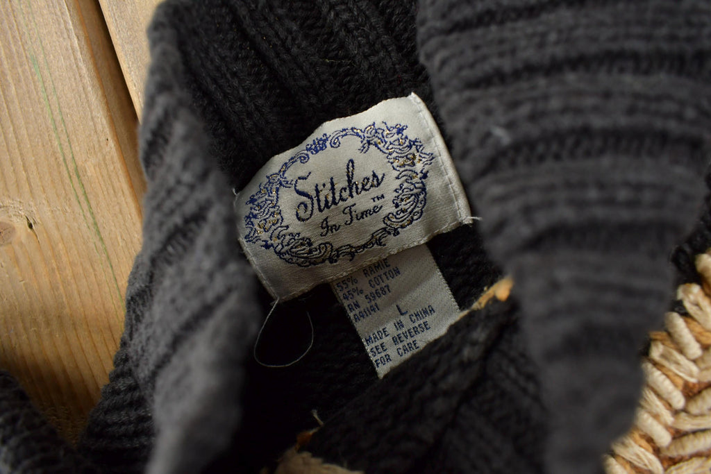 Vintage 1990s Stitches Pumpkin All Over Graphic Knit Mock neck Sweater Size L