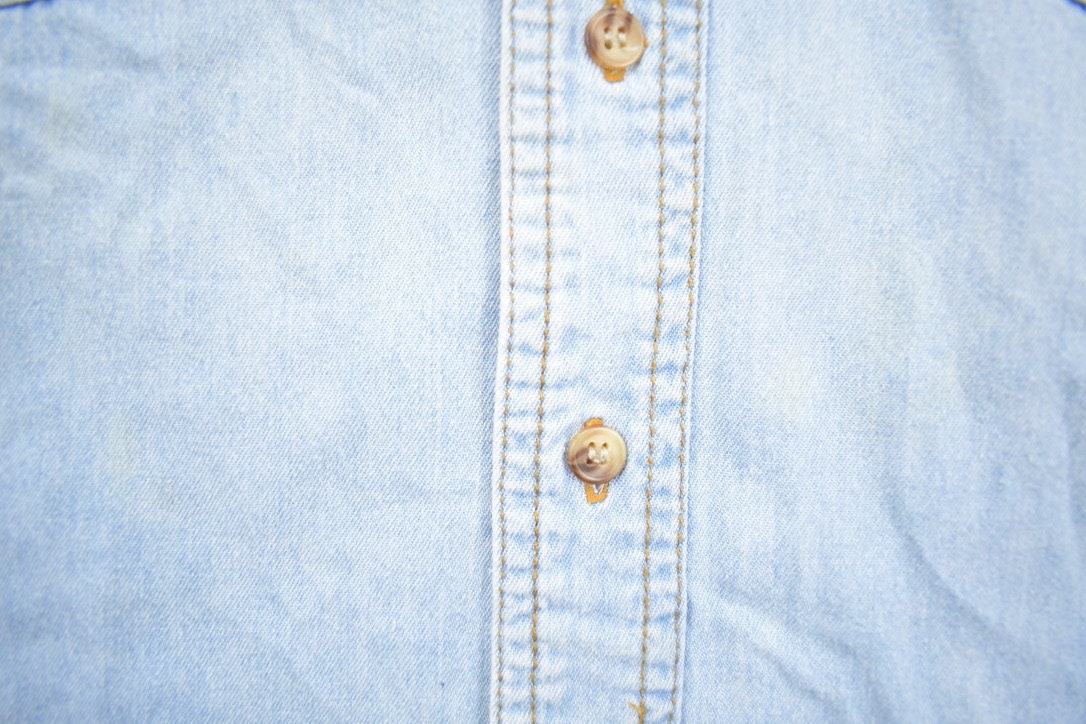 Vintage 1990s Toshiba Teamwork Denim Button Up Shirt