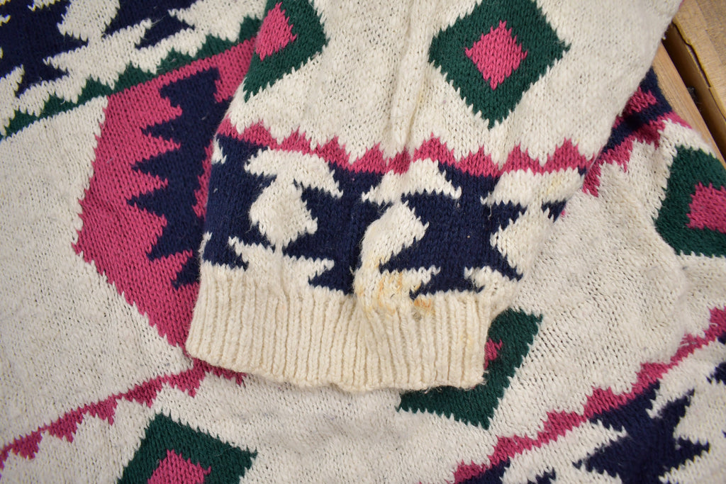 Vintage 1990s Stefano International Aztec Graphic Knit Hoodie