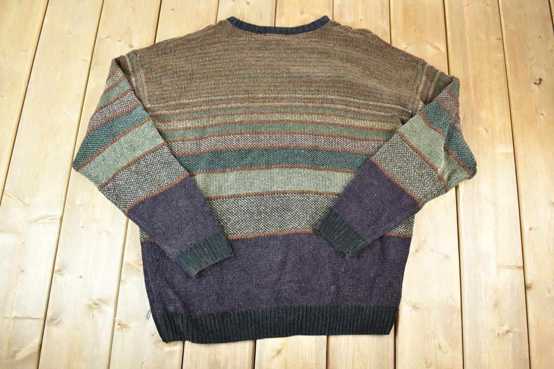 Vintage 1990s Dockers Knit Abstract Pattern Crewneck Sweater Made In 90s Crewneck
