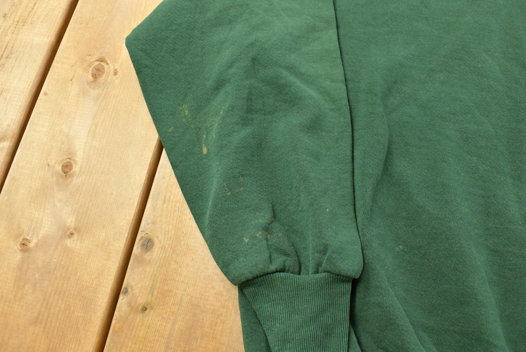 Vintage 1990s Jerzees Blank Green Crewneck Sweatshirt Men's XL / Made In USA / Essential / Streetwear / 90s Blank / Vintage Blanks