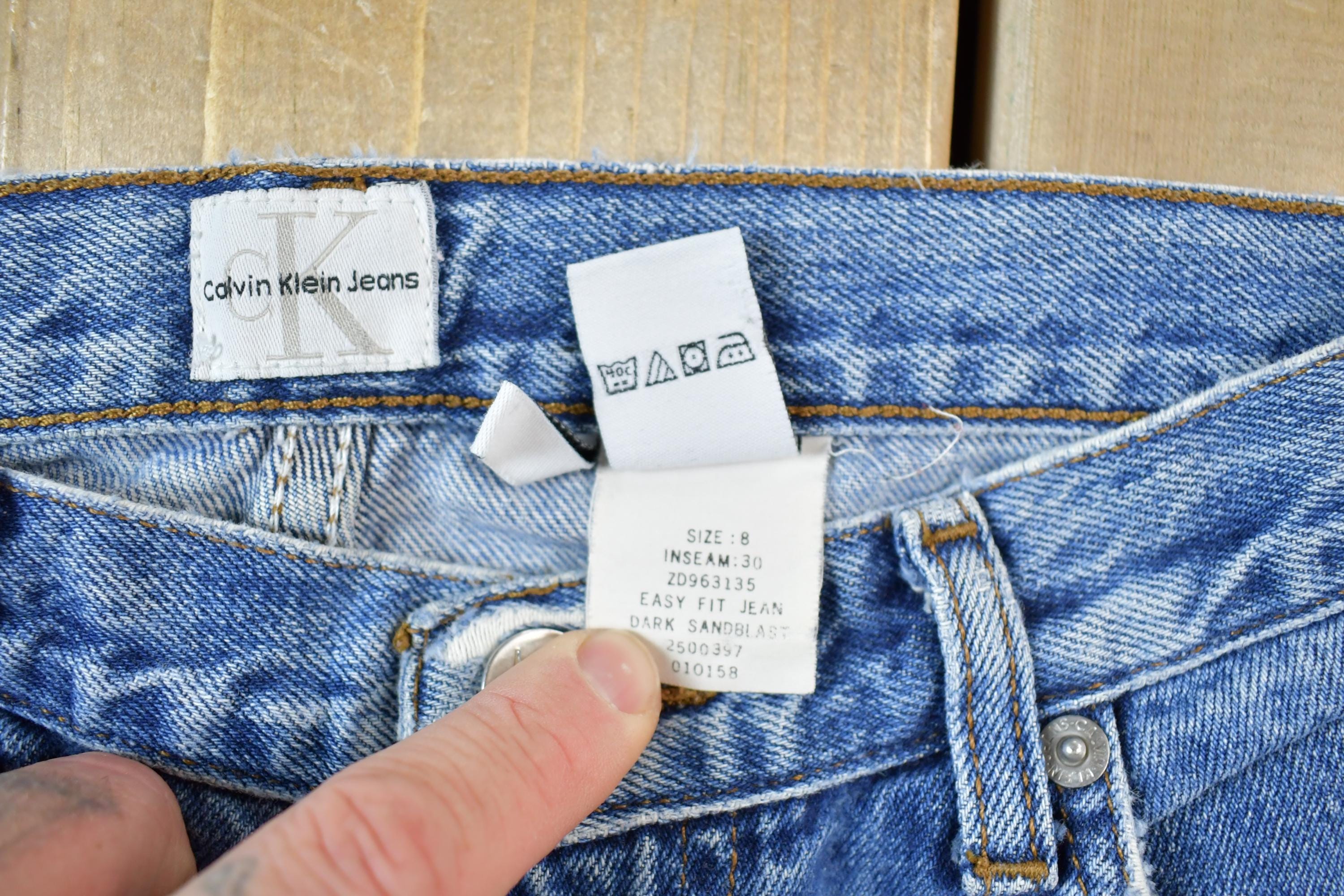 Vintage 1990s Calvin Klein Wide Leg Denim Jeans Size 28 x 28