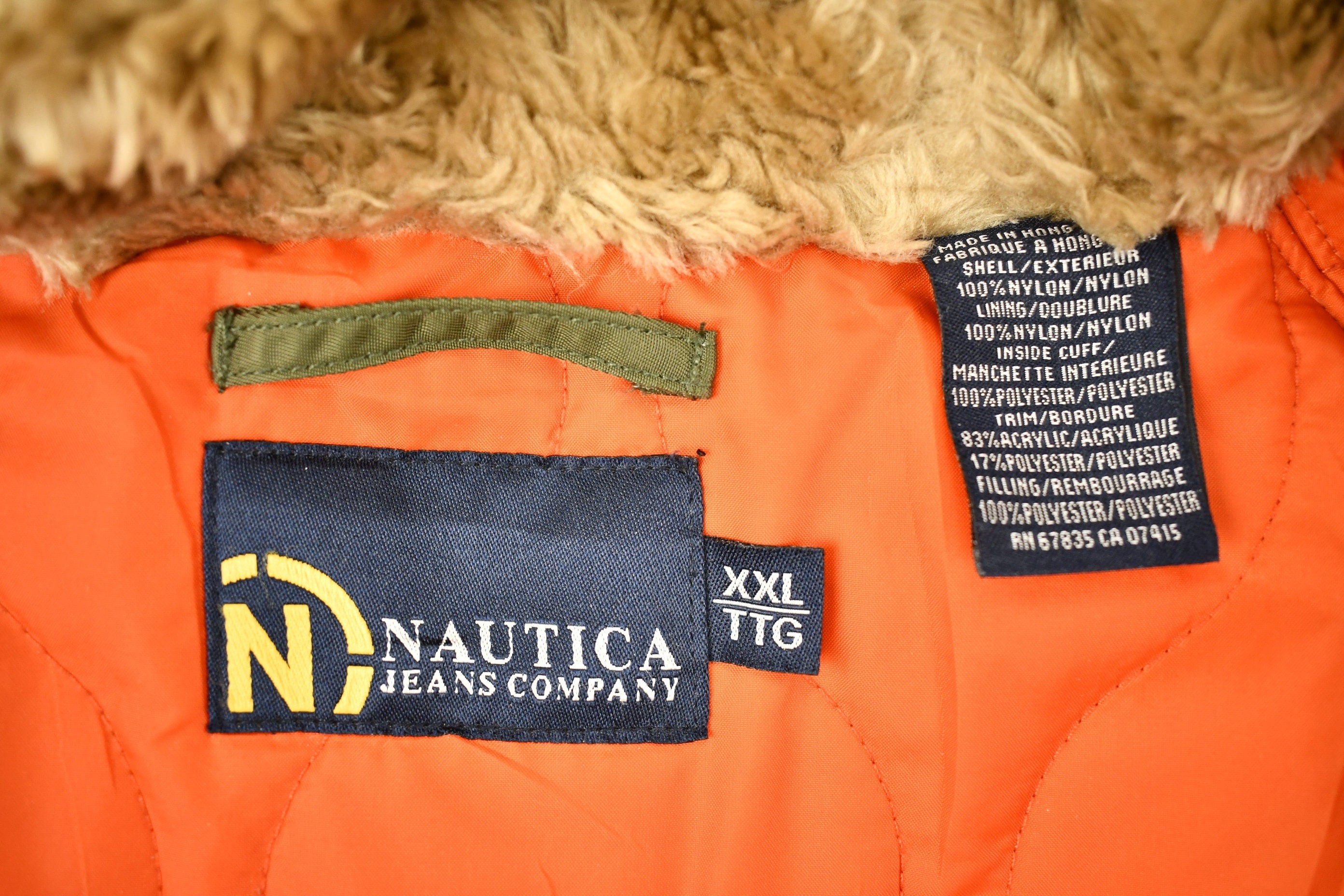 Vintage 1990s Nautica Jeans Co Fur Hood Winter Parka Jacket
