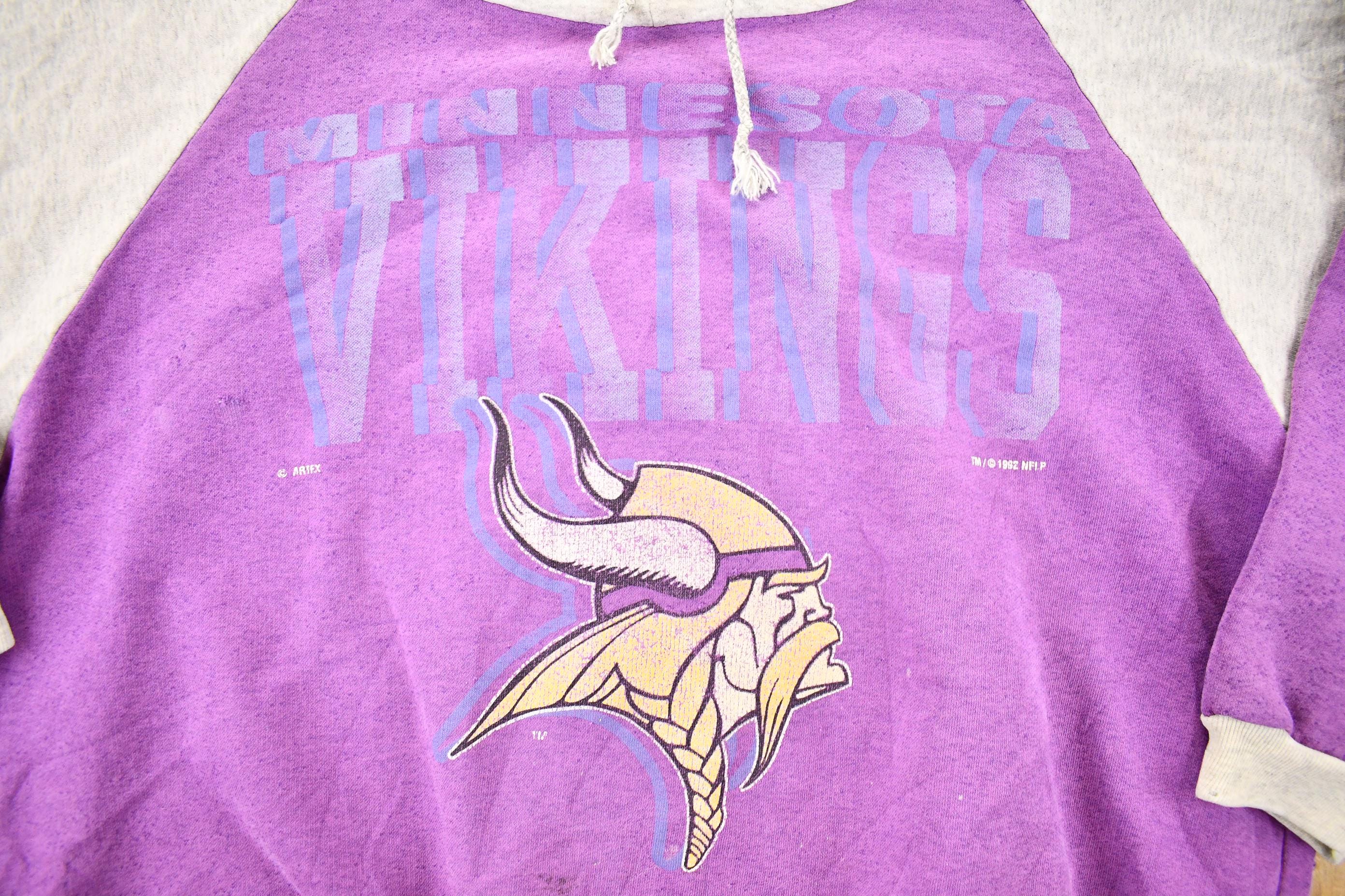 Vintage 1992 Minnesota Vikings NFL Hoodie Sweatshirt Men's L