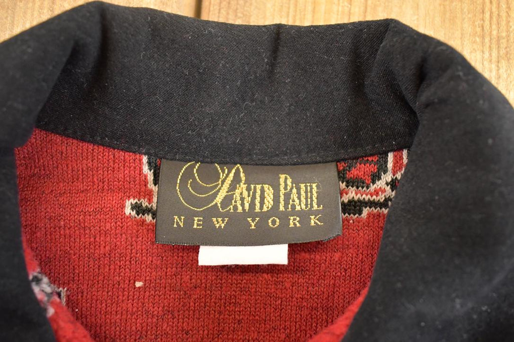 Vintage 1990s David Paul AOP Fleece Full Zip Sweater Women's S