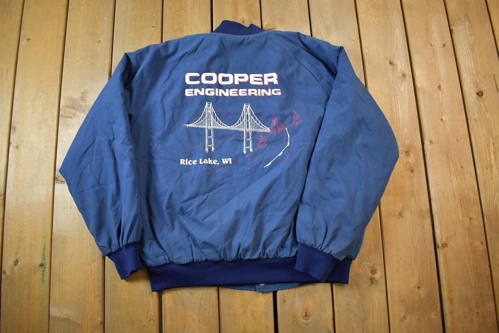 Vintage 1990s Cooper Engineering Button Snap Light Bomber Jacket