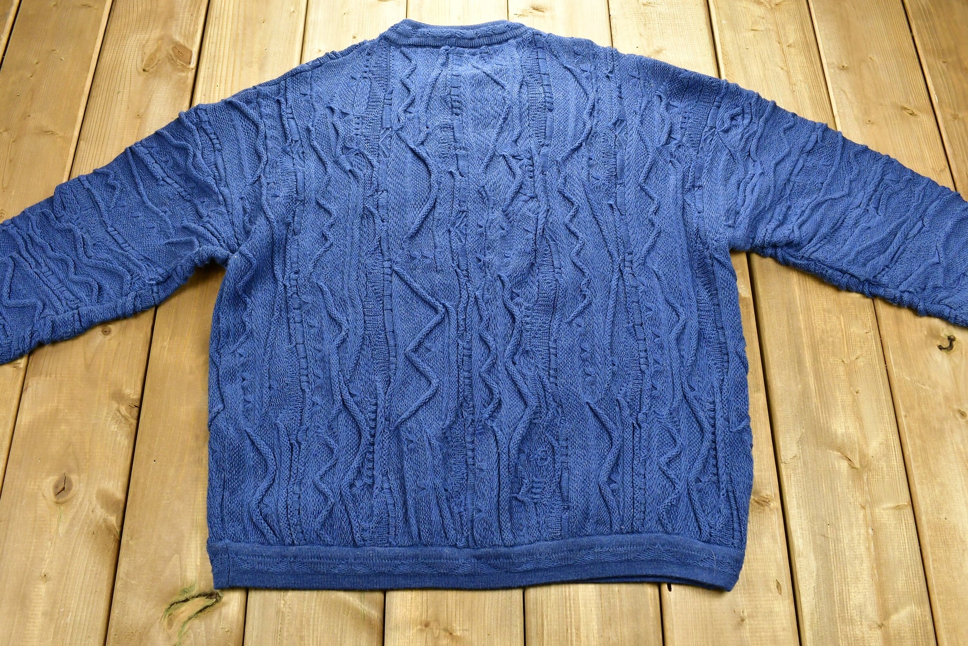 Vintage 1990's 3D Cable Knit 100% Wool Sweater