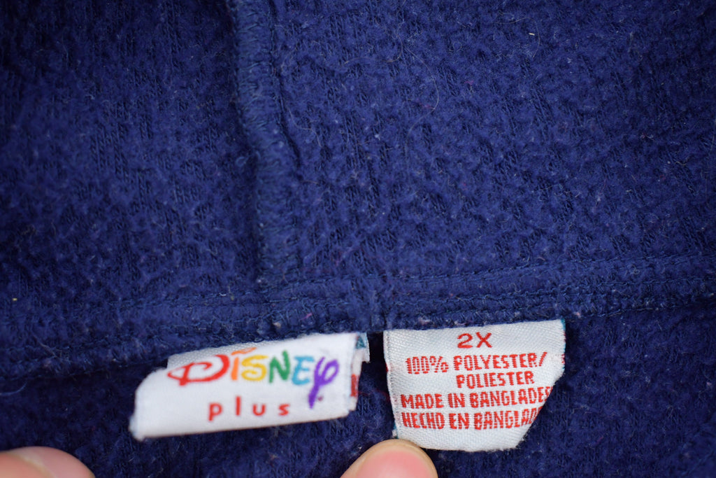 Vintage 1990s Disney Eeyore Embroidered Quarter Zip Fleece Hoodie