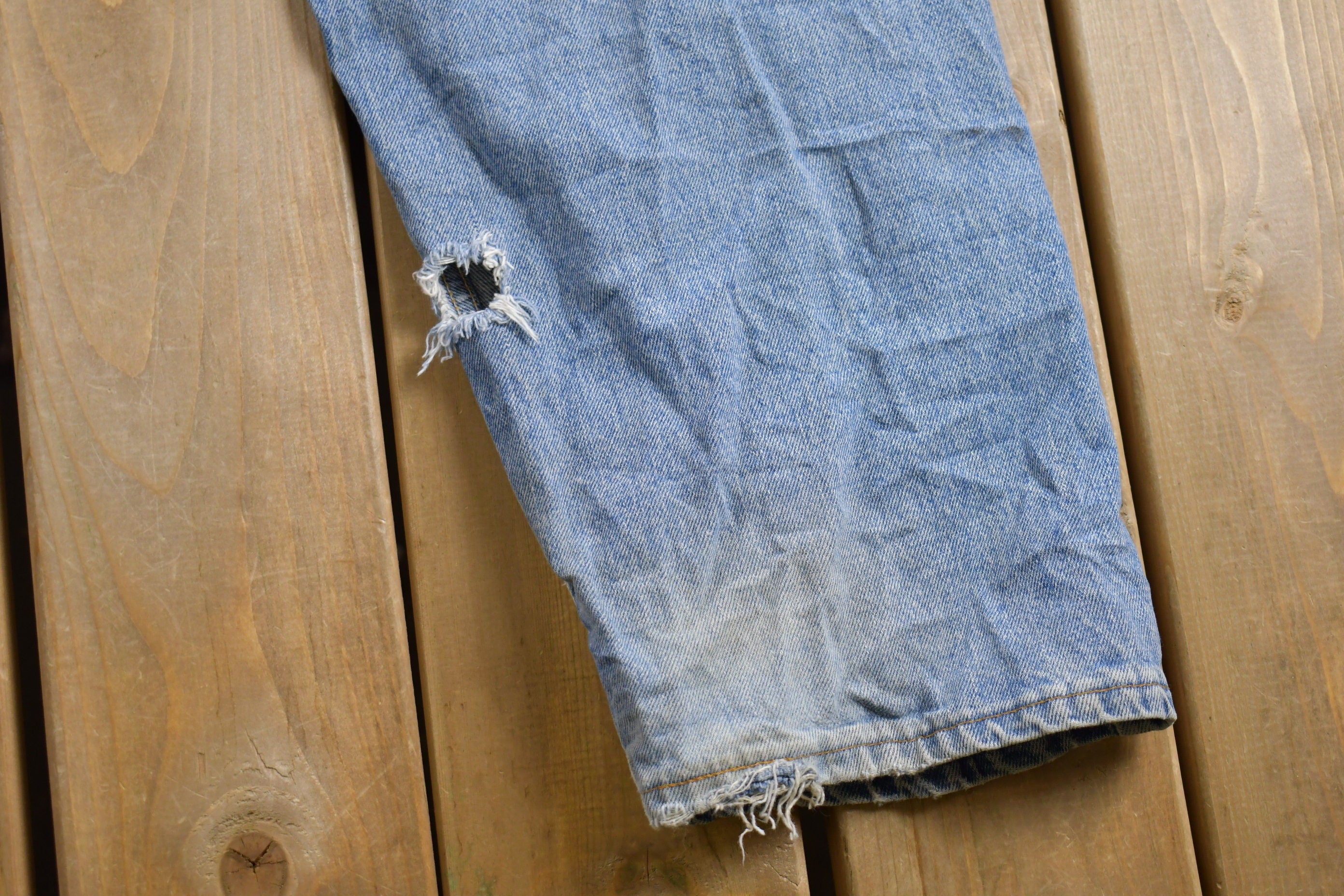 Vintage 1990s Levi's 565 Red Tab Denim Jeans Size 38 x 30 / Blue / Light Wash / Vintage Denim / Made In USA / 90s Levi's / Distressed