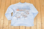 Vintage 1990s Artisans AOP Christmas Button Up Double Collar Crewneck Sweatshirt Men's M