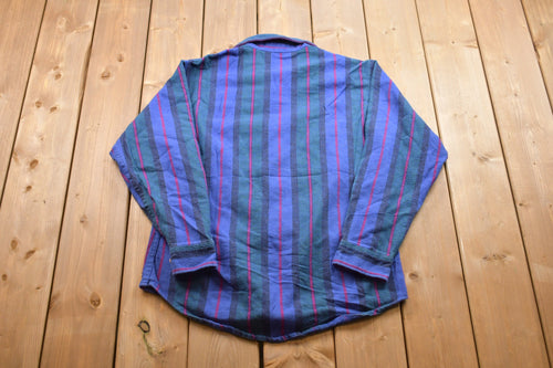 Vintage 1990s Big Mac Button Up Shirt / Made in / 1990s Button Up / Vintage Warm Flannel / Casual Wear / Workwear / Striped Button Up