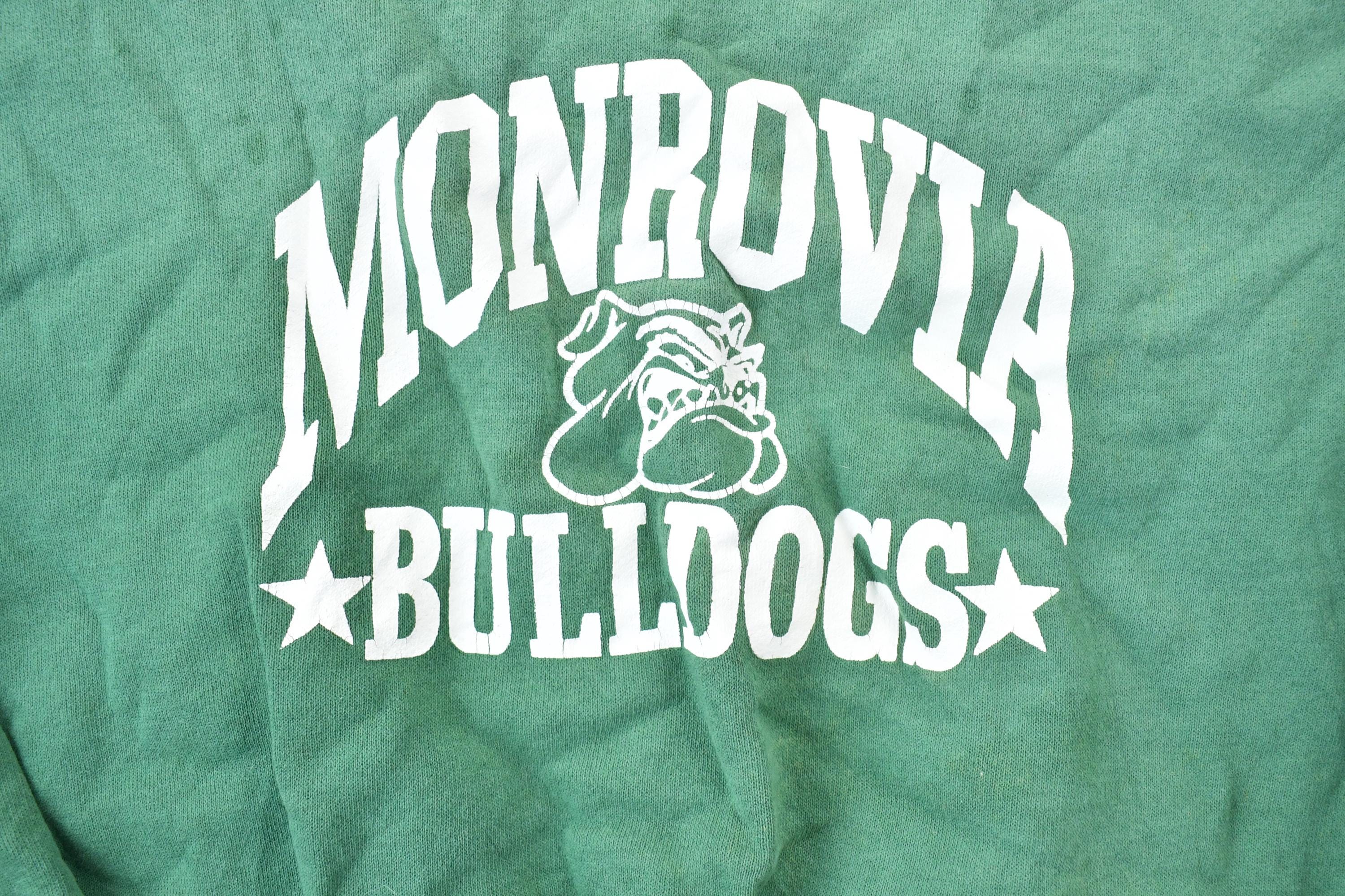 Vintage 1990s Monrovia Bulldogs University Collegiate Crewneck / Embroidered / NCAA Sweatshirt / Sportswear / Americana