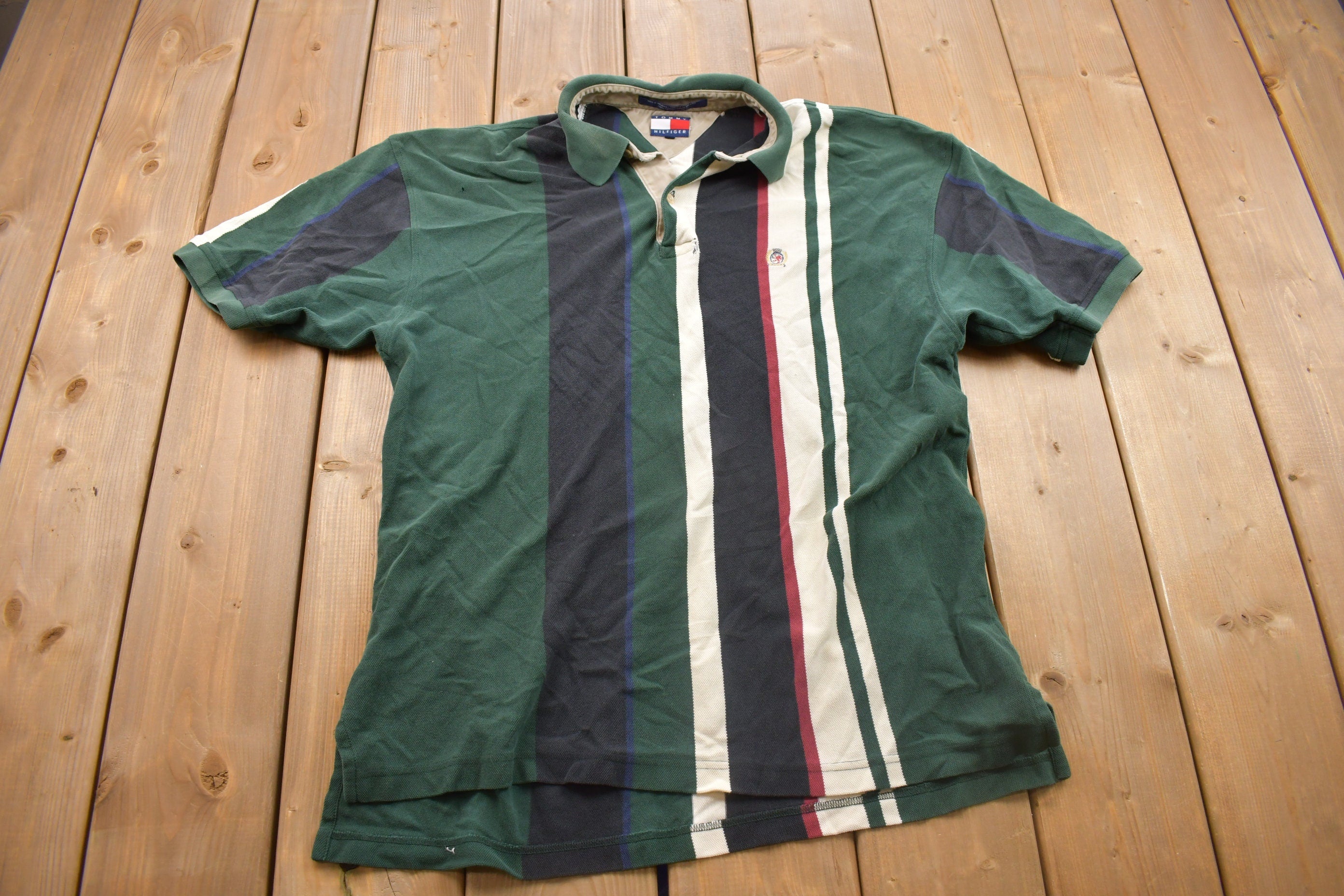 Vintage 1990s Tommy Hilfiger Striped Collared Shirt