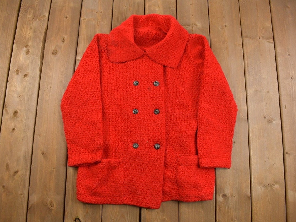 Vintage 1960s Collared Knit Cardigan Sweater  60s  Hand Knit  Vintage Cardigan  Button Up  True Vintage